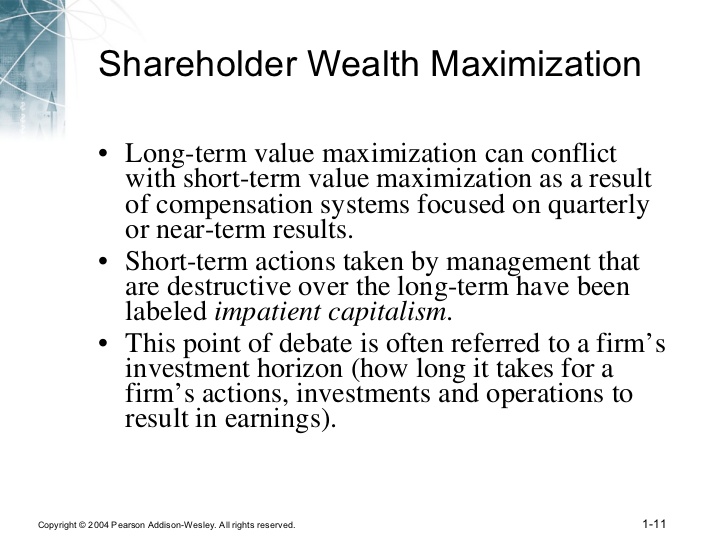 disadvantages of wealth maximization